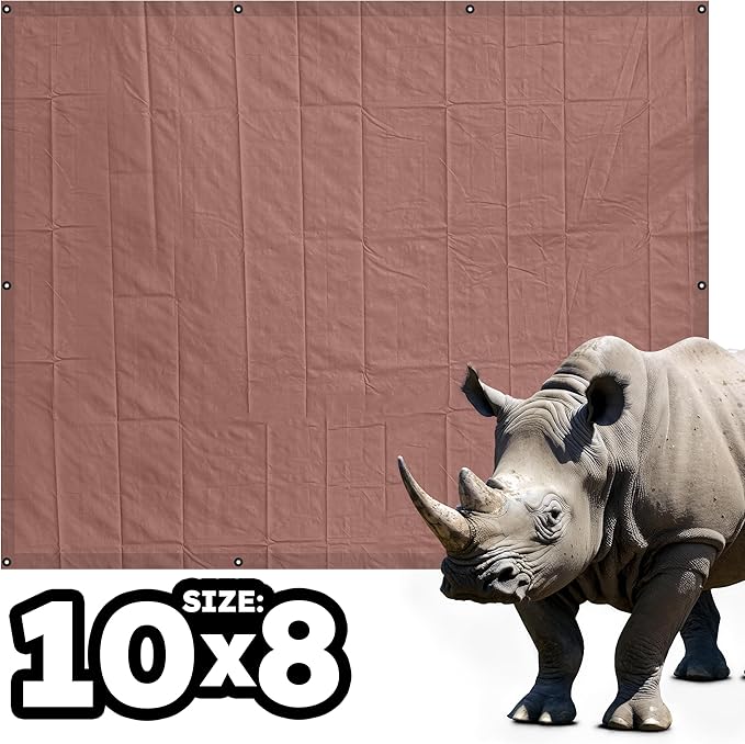 RENEGADE Industrial Tarp 10x8 ft Brown – Heavy Duty, Waterproof, UV-Resistant, PFAS-Free – All-Purpose Tarpaulin for Construction, Outdoor Projects, Camping & Equipment