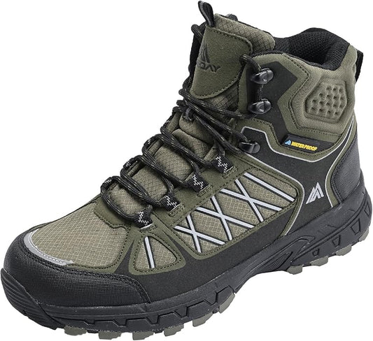 Queday Men's Hiking Boots Waterproof Outdoor Lightweight Trekking Shoes Ankle High Boots