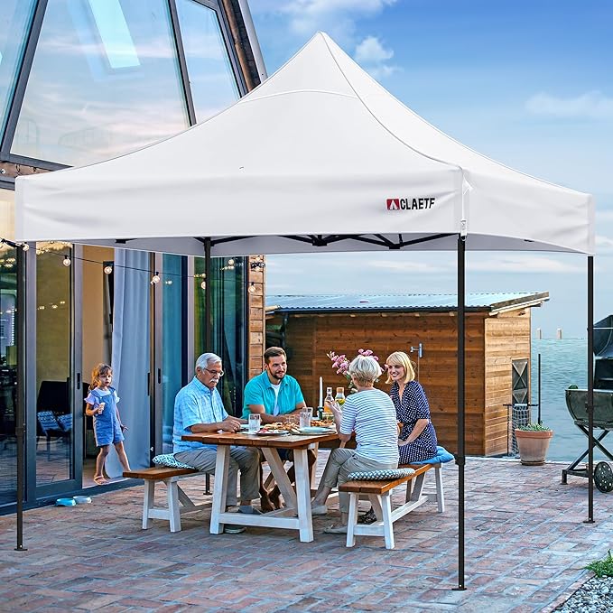 10x10 Canopy Replacement Top for Pop Up Canopy Tent - 4 Drainage Holes，10x10ft Canopy top Suitable for Most of The Standard Canopy(top only, White)
