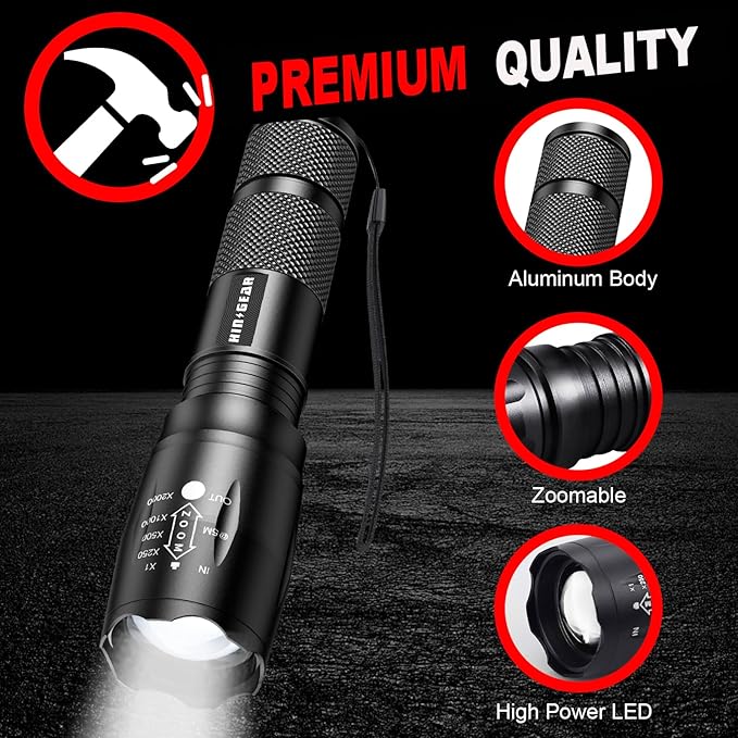 Flashlights High Lumens 6PCS, 1 Mode LED Flashlight Super Bright, Small Pocket Flashlight Bulk, Water Resistant Tactical Flash Light for Emergency, Camping, Gift for Men Dad Christmas