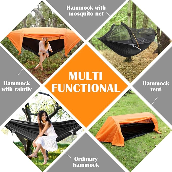 WintMing Hammock with Mosquito Net and Rain Fly Cover 3 in 1 Camping Hammock Tent 440lbs Load