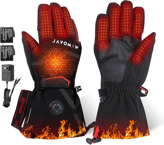 Heated Gloves, 7.4V 3000mAH Battery Electric Hand Warmers Rechargeable Heated Gloves for Men Women,Touchscreen Waterproof Winter Gloves for Motorcycling,Hunting,Skiing,Fishing,Outdoor Work