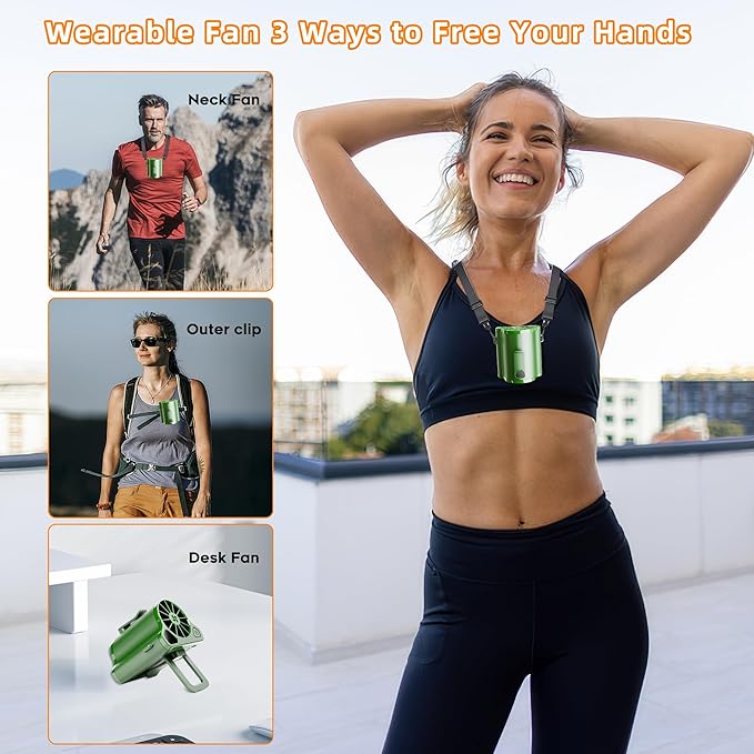 Portable Waist Fan Clip on Wearable Belt Personal Fans, Mini Personal Fans,5 Speeds 12000RPM, 12H Cooling Shirt Fan with Neck Fans Hanging Hands-Free for Outdoor Camping Travel Jobsite