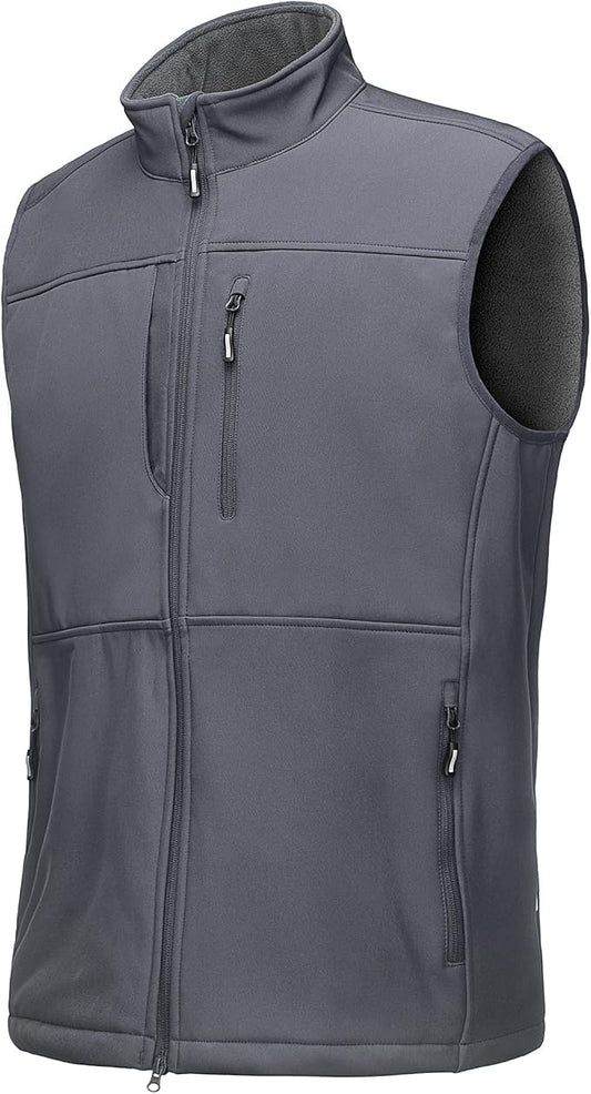 Outdoor Ventures Men's Running Vest Outerwear, Lightweight Windproof Fleece-Lined Softshell Sleeveless Jacket for Golf