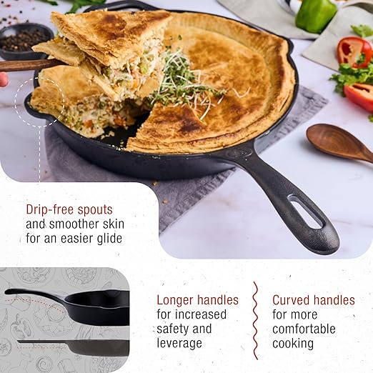 Victoria 12-Inch Cast Iron Skillet, Pre-Seasoned Cast-Iron Frying Pan with Long Handle, Made in Colombia