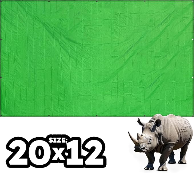 RENEGADE Industrial Tarp 20x12 ft Green – Heavy Duty, Waterproof, UV-Resistant, PFAS-Free – Oversized Tarp for Construction, Landscaping, Farm Equipment & Weather Protection