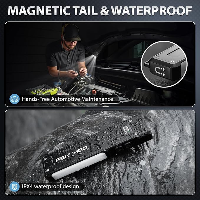 Feki Yigo G02 EDC Rechargeable Flat Flashlight 1800 Lumens White LED/UV/RGB Signaling Flashlights, Waterproof Magnetic Clip on Flashlight for Outdoor Home Emergencies, Camping Essentials(Green)