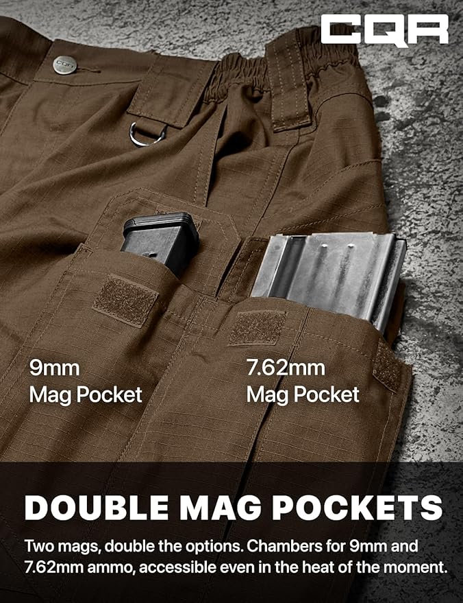 CQR Men's Tactical Pants, Water Resistant Ripstop Cargo Pants, Lightweight EDC Work Hiking Pants, Outdoor Apparel