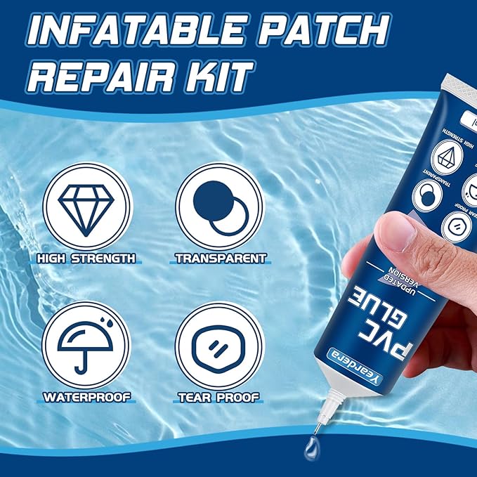 Air Mattress Patch Kit, Waterproof Vinyl Repair Kit, High Strength PVC Adhesive for Inflatables, PVC Boats, Vinyl Glue (60ml/1 Pack)