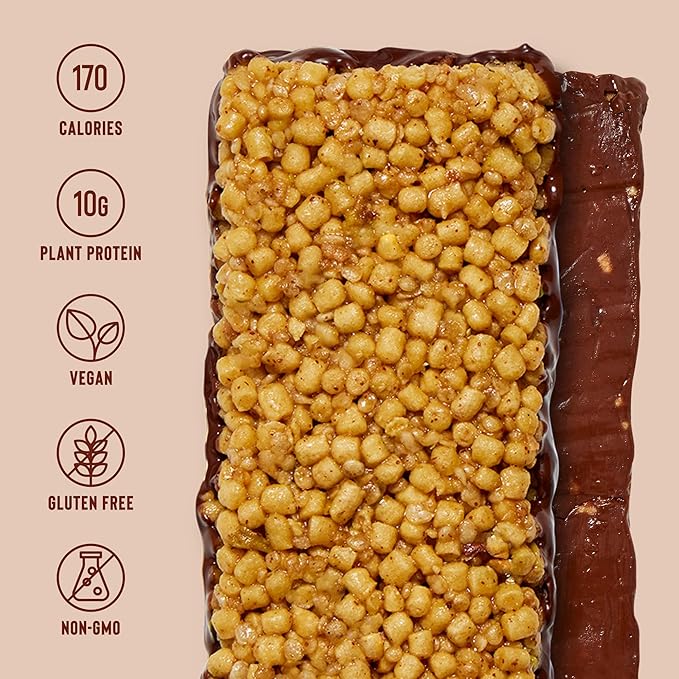 Mezcla Puff Crispy Protein Bars, Gluten Free & Vegan Protein Bars, 10g Protein, Alt for Crispy Rice Treat, Granola Bars & Breakfast Bars, Healthy Snacks for Adults, Hazelnut Chocolate, 12 Pack