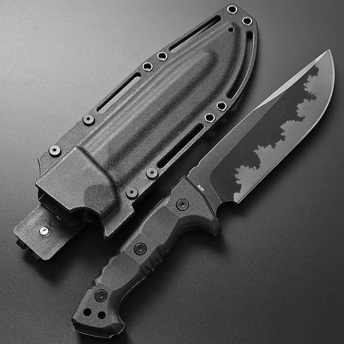 GTK7 Fixed Blade Knife DC53 Steel Blade Full Tang Nylon Fiberglass Handle EDC Fixed Knifes for Outdoor Camping Bushcraft (black)