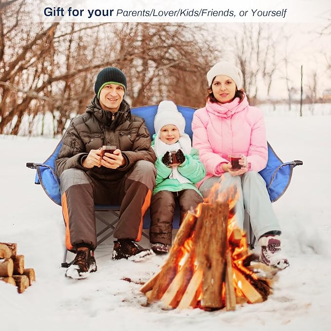 ANTARCTICA GEAR Heated Double Camping Chair, 2-Person Folding Chair with 12V 16000mAh Battery Pack, Heated Portable Loveseat Chair, for Outdoor