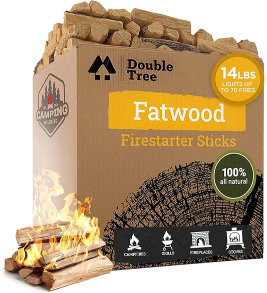 Double Tree Fatwood Fire Starter Sticks - Organic Resin Rich Premium – Fire Starter for Wood Stoves, Fireplaces, Campfires, Bonfires - Non-Toxic (14 Pounds)