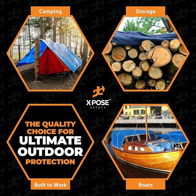 Better Blue Poly Tarp 9' x 12' (2-Pack) - Multipurpose Protective Cover - Lightweight, Durable, Waterproof, Weather Proof - 5 Mil Thick Polyethylene - by Xpose Safety