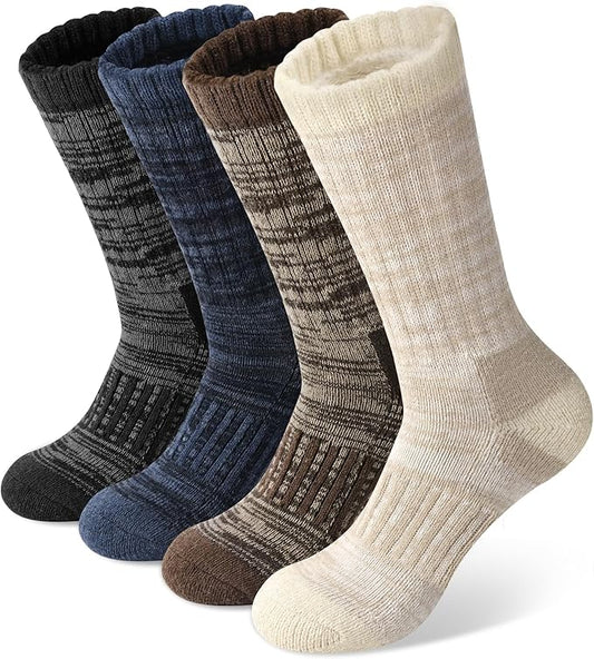 Justay 4 Pairs Merino Wool Socks for Women, Hiking Thermal Warm Winter Cozy Thick Boot Socks for Women Gifts
