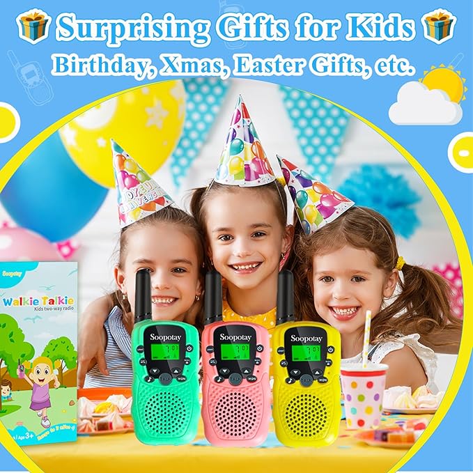 Walkie Talkies for Kids, Walkie Talkie Toys for Girls & Boys, Outdoor Toys for Ages 4-8-12, Built-in Flashlight, 22 Channels, Stocking Stuffers for Kids, Gifts for 3 4 5 6 7 8 9 10 Year Old Girls Boys