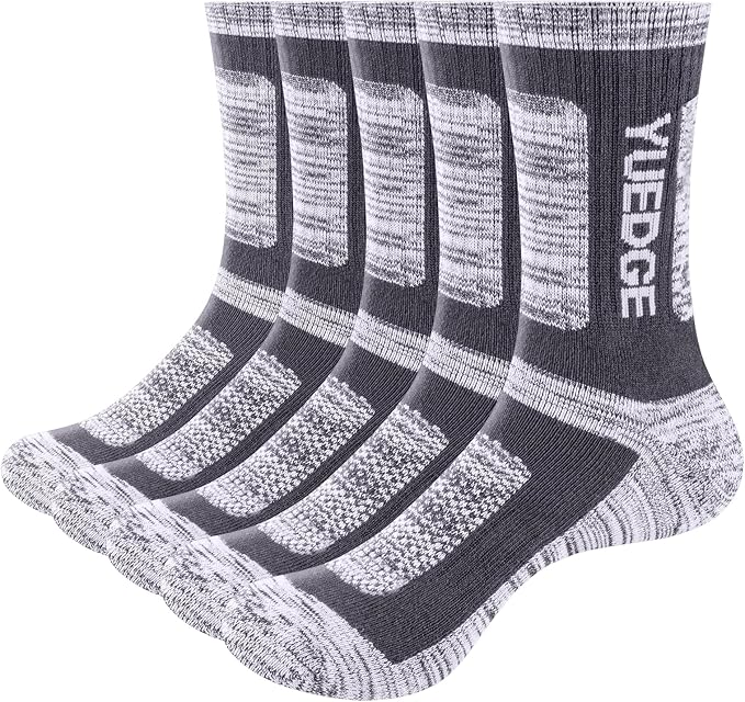 Men's Performance Cotton Moisture Wick Sports Hiking Workout Training Athletic Cushion Crew Socks For Men Size 6-13