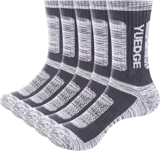 Men's Performance Cotton Moisture Wick Sports Hiking Workout Training Athletic Cushion Crew Socks For Men Size 6-13
