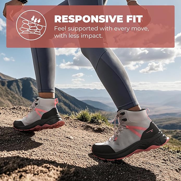 NORTIV 8 Women's Hiking Boots Waterproof Lightweight Outdoor Trekking Comfortable Non-Slip Backpacking Camping Ankle Boot Hollow