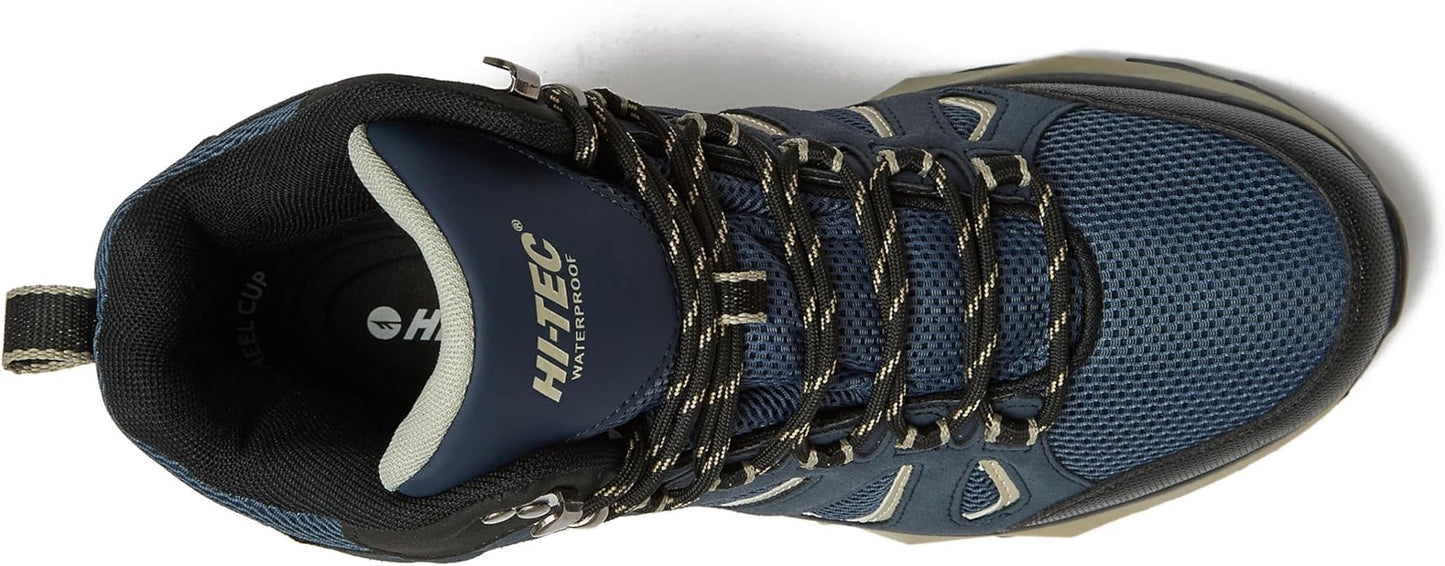 HI-TEC Valley Geo Mid Waterproof Hiking Boots for Men, Lightweight Breathable Outdoor Trekking and Trail Sneakers, Sizes 7 to 15