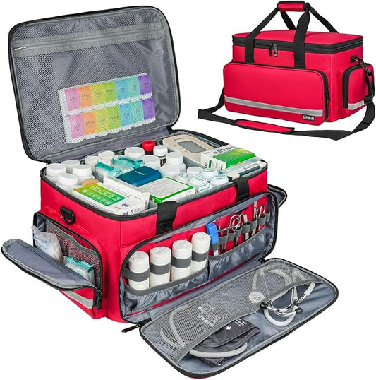 Medical Bag,First Aid Bag Empty,Home Health Nurse Bag with Detachable Divider,Medical Supplies Storage Tote for Nursing Student,Therapist,Doctors