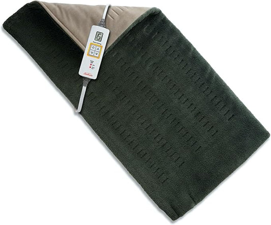 Sunbeam XL Heating Pad for Back Neck and Shoulder Pain Relief Auto Shut Off 6 Heat Settings Extra Large 12 x 24 Green Ideal for Muscle Aches and Arthritis Pain