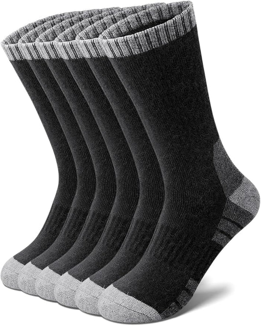 Senker Fashion Merino Wool Hiking Socks for Men, Warm Crew Socks W/Cushion Moisture Wicking for Trekking Work Outdoor