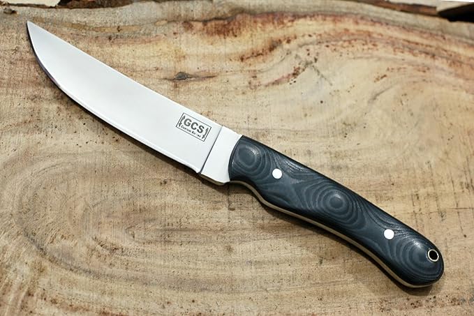 GCS Handmade Micarta Handle D2 Tool Steel Tactical Hunting Knife with leather sheath Full tang blade designed for Hunting & EDC GCS 307