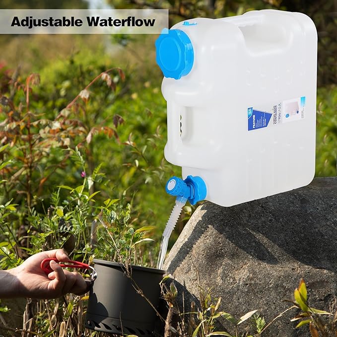 REDCAMP 5 Gallon/18.5L Portable Water Container with Spigot - Camping & Emergency Water Storage for Car, Hiking, Hurricane Supplies, 2 Pack