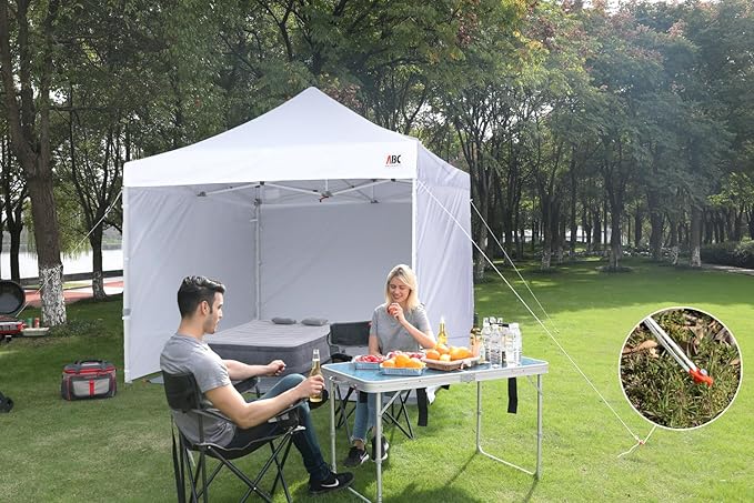 ABCCANOPY Easy Pop Up Canopy Tent with Sidewalls 8x8 Commercial -Series, White