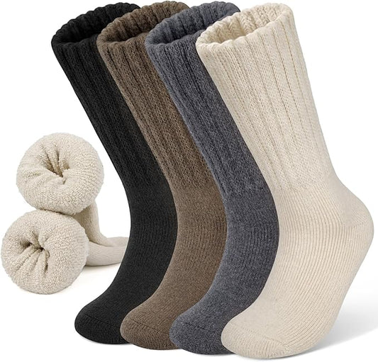 YSense Thermal Wool Socks for Women Thick Winter Boot Socks for Women Warm Cozy Breathable Hiking Socks 4 Pairs