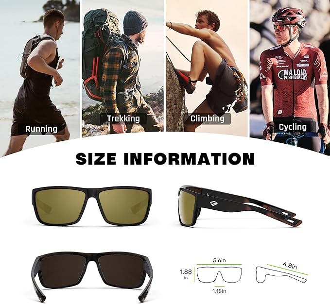 TOREGE Polarized Sports Sunglasses for Men and Women Cycling Running Golf Fishing Sunglasses TR26