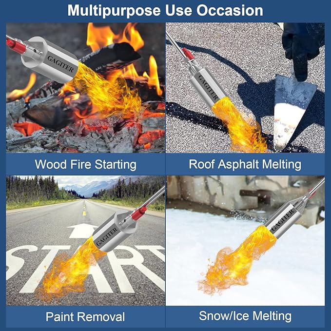 Propane Torch Weed Burner Kit,Blow Torch High Heat Outpu with Storage Bag,Heavy Duty Flamethrower with Self Igniter and 10FT Hose Hose for Weeding,Roof Asphalt,Ice Snow,Road Marking,Charcoal