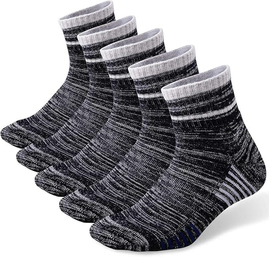 FEIDEER Men's Walking Hiking Socks, Wicking Cushion Quarter Crew Socks for Mens Outdoor Sports, 3/4/5 Pair, 6-15 Size