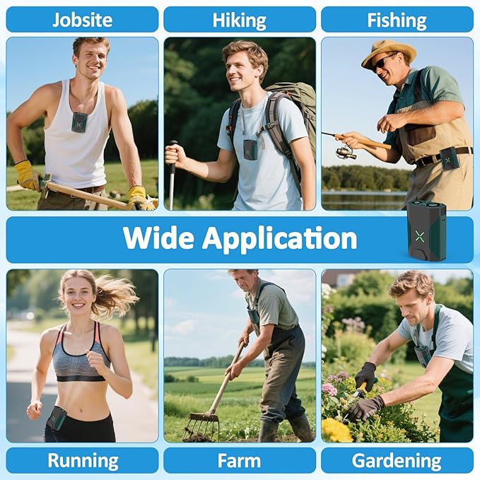 Mini Portable Waist Fan - 100 Speeds 36000RPM Strong Airflow 4500mAh Battery Powered Max 16H Cooling - Mini Waist Neck Handheld Fan for Outdoor Jobsite Camping Travel, Green