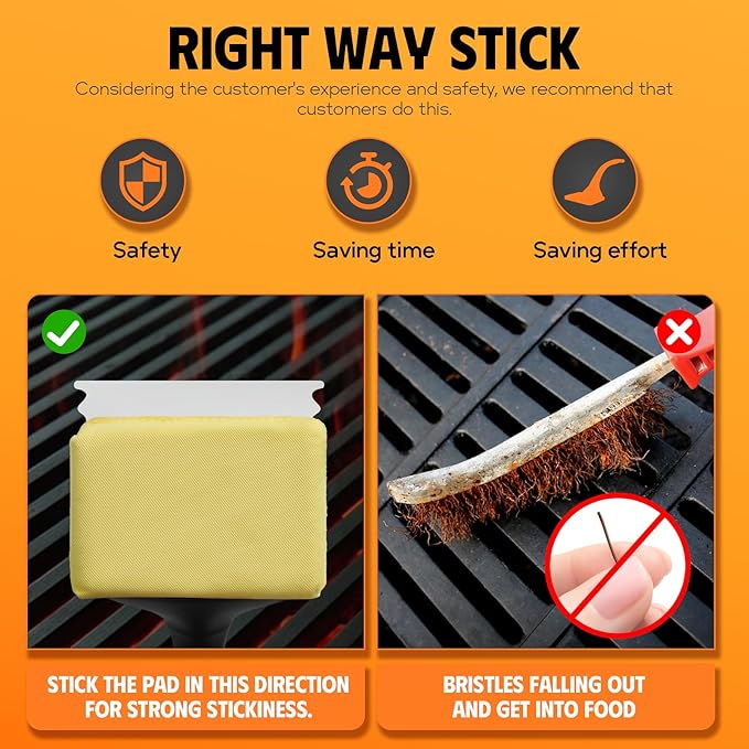 MEKER 3 PCS Grill Replacement Head, Yellow (NO Grill Brush)
