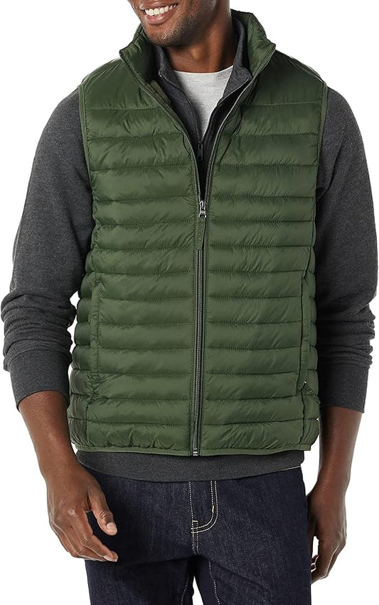 Amazon Essentials Mens Lightweight Water-Resistant Packable Puffer Vest