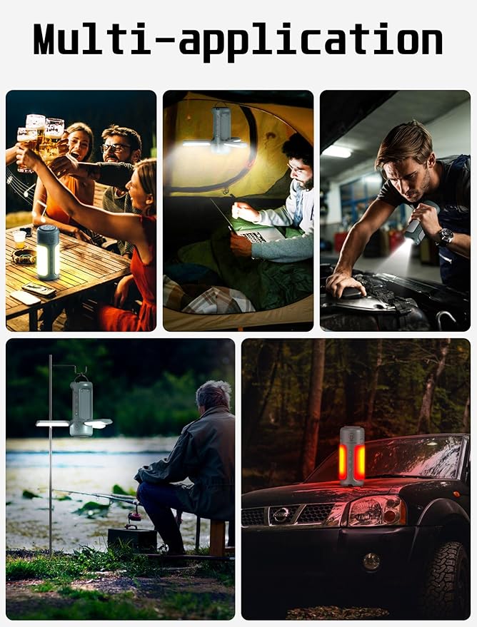 Foldable Camping Lantern with Bluetooth Speaker, Portable Flashlight, LED Folding Tent Lights, 750Lm, 5 Modes