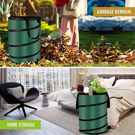 30 Gallon Collapsible/Pop Up Trash Can, Reusable Yard Waste Bags/Lawn and Leaf Bags 18x24in, Waterproof Oxford Cloth Camping Trash Can Collapsible, for Families/Camping/Yard (2Pcs-30 Gallons)
