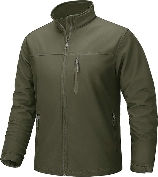 TACVASEN Men's Lightweight Softshell Jacket Fleece Lined Waterproof Tactical Rain Zip Up Winter Coat Windbreaker Casual