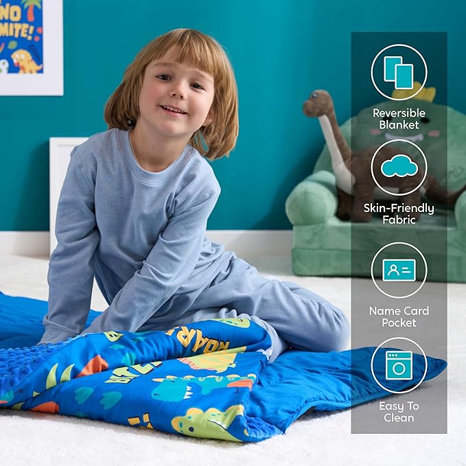 JOIEDOMI Toddler Nap Mat for Preschool 55''x30'' Sleeping Mat with Removable Pillow and Minky Blanket for Kids Ages 3-7 Roll Up Soft Kids Sleeping Bag for Boys Girls Kindergarten Daycare Sleepover