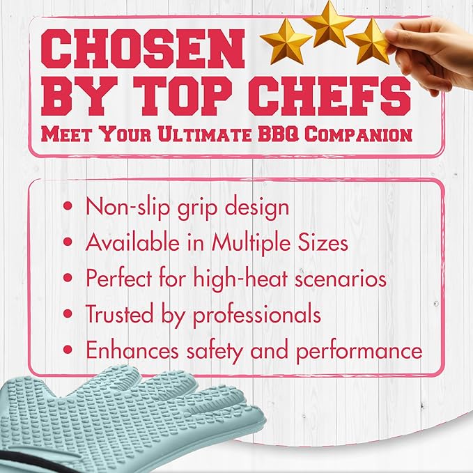 KITCHEN PERFECTION S Silicone Smoker Oven Gloves for Women -Extreme Heat Resistant BBQ Gloves -Handle Hot Food Right on Your Grill Fryer |Waterproof Oven Mitts for Cooking |Superior Set+3 Bonuses
