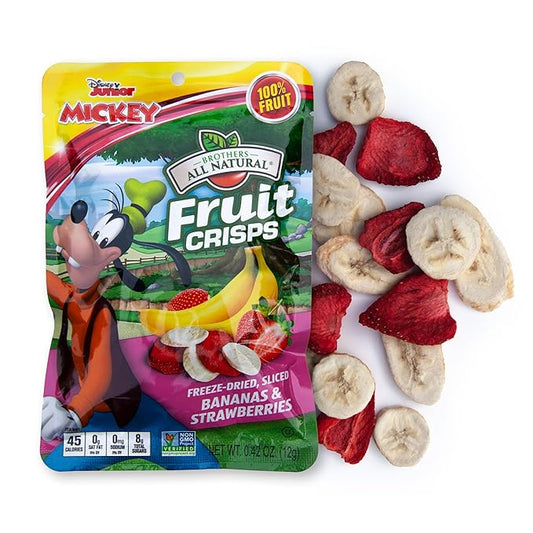 Brothers All Natural Disney Freeze Dried Fruit Crisps, Banana Strawberry, 0.42 Oz (Pack of 12), Made with 100% Fruit, Gluten Free, Soy Free, Vegan, Heathy Snack, Lunch Box Ready