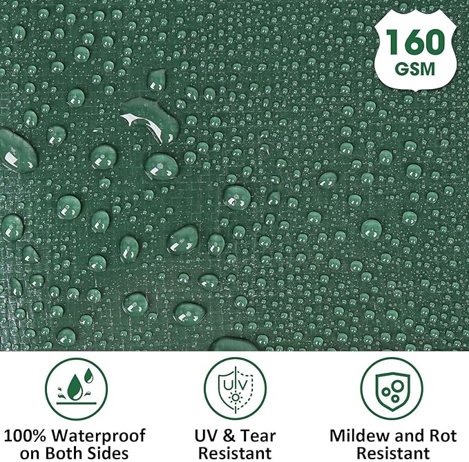 Heavy Duty Double-Sided Waterproof Poly Tarp 6x8 Feet 8mil Thick Polyethylene Tarps, Perfect for Outdoor Use, Plastic Cover & Mat for Tent Camping Storage Boat Bikes Vehicles, 2 Pack