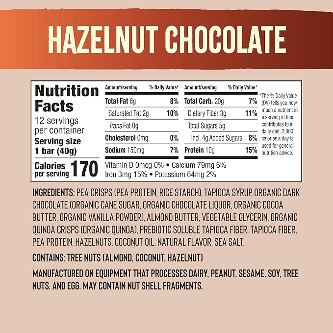 Mezcla Puff Crispy Protein Bars, Gluten Free & Vegan Protein Bars, 10g Protein, Alt for Crispy Rice Treat, Granola Bars & Breakfast Bars, Healthy Snacks for Adults, Hazelnut Chocolate, 12 Pack