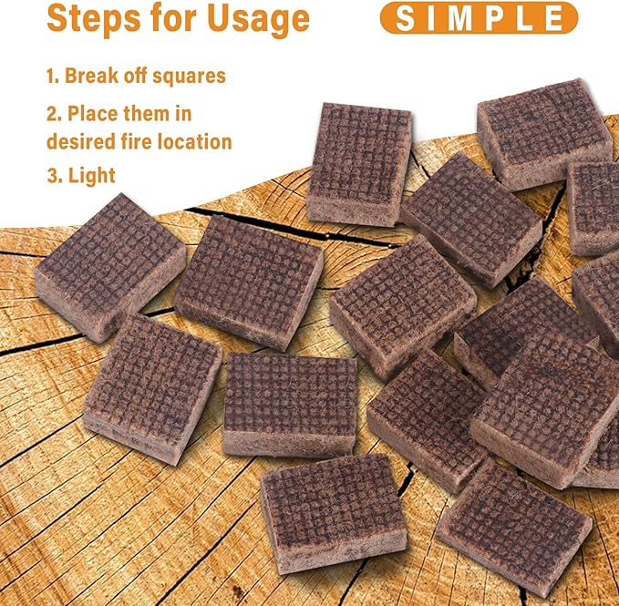 HGD Fire Starter, 64 Mini Square, Natural Fire Starters for BBQ, Campfire, Fireplace, Charcoal, Wood Stove, Chimney, Fire Pit, Grill, Smoker, Indoor Outdoor Use