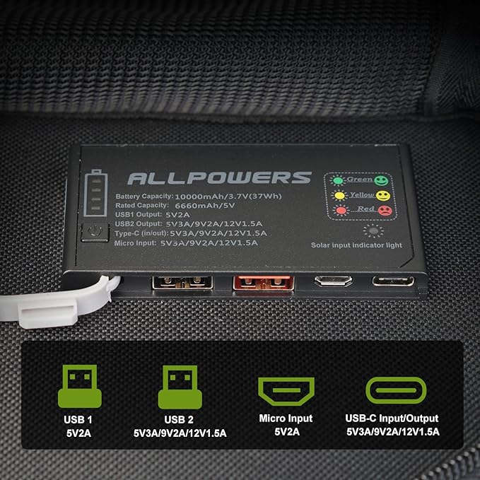 ALLPOWERS 21W 60W 100W 140W 200W 400W 600W Portable Solar Panel (SP002-21W)
