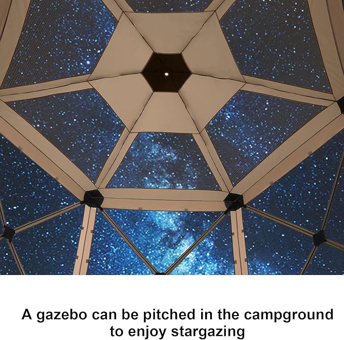 COBlZl 12x12 pop up Gazebo on Clearance Screen Canopy Tent for Camping,Outdoor Instant Stargazing Gazebo,Portable Hub Tent with Removable Sidewalls,Pavilion for Backyard,Khaki