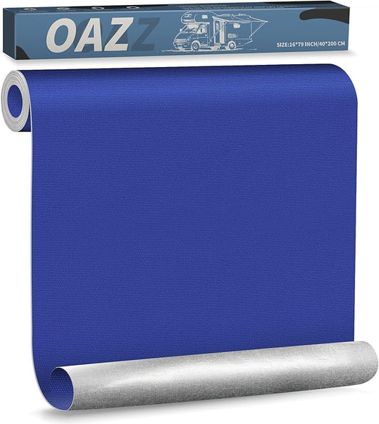 OAZ 16 x 79 inch Canvas Fabric Patch - Self-Adhesive Waterproof Repair Patch Kit for Boat Cover, Sofa, Chair, Couch, Tent, Bag (Royal Blue)