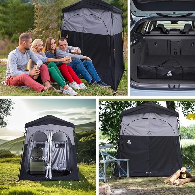 Nice C Camping Shower Tent, Instant Pop Up Privacy Changing Tent, Outdoor Shower Enclosure, Toilet Tents, Oversize (2 Room)
